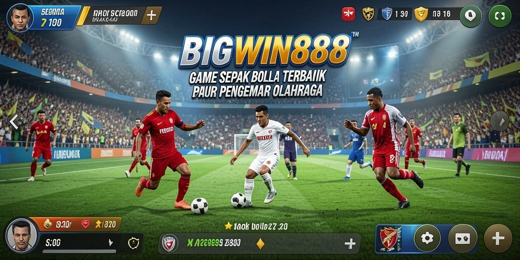 Tampilan gameplay mendebarkan dari BIGWIN88 dengan aksi sepak bola yang seru.