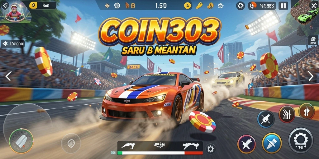Gameplay seru dari COIN303 yang menampilkan balapan mendebarkan.