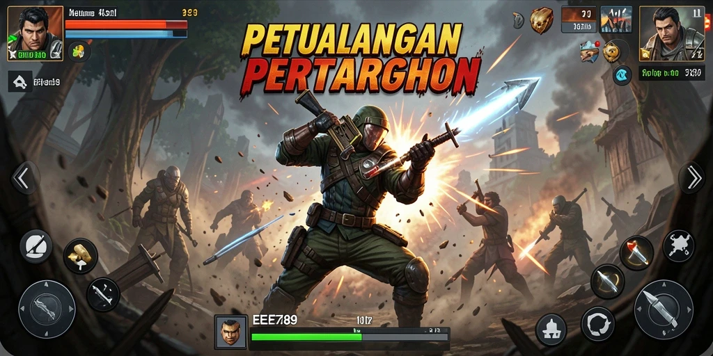 Tampilan gameplay menegangkan dari EE789 dengan aksi pertarungan yang intens.