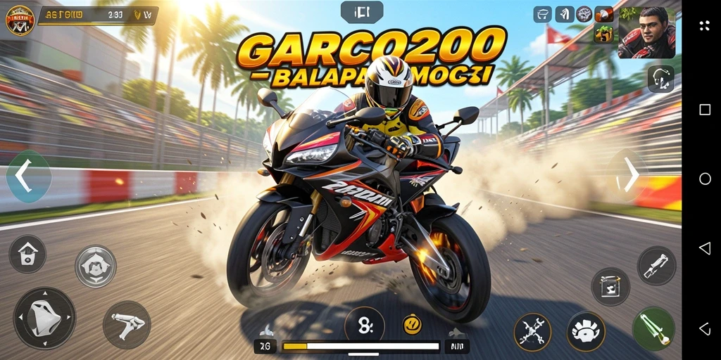 Tampilan gameplay balapan motor yang mendebarkan.