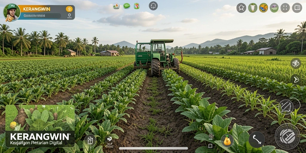 Gameplay menarik di KERANGWIN dengan pertanian yang beragam.