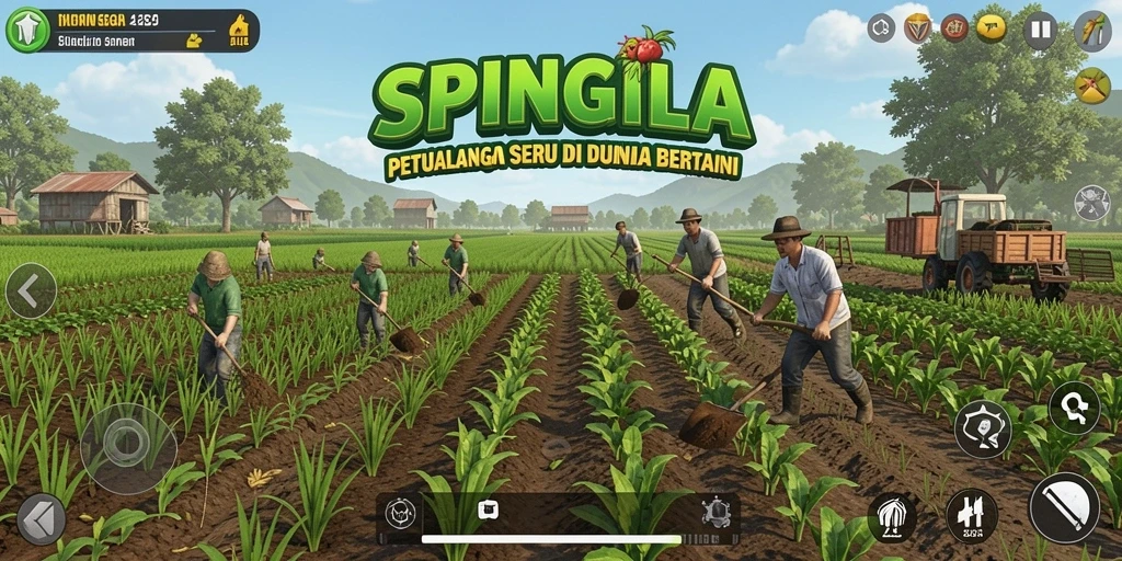 Tampilan gameplay SPINGILA yang memukau saat bertani.