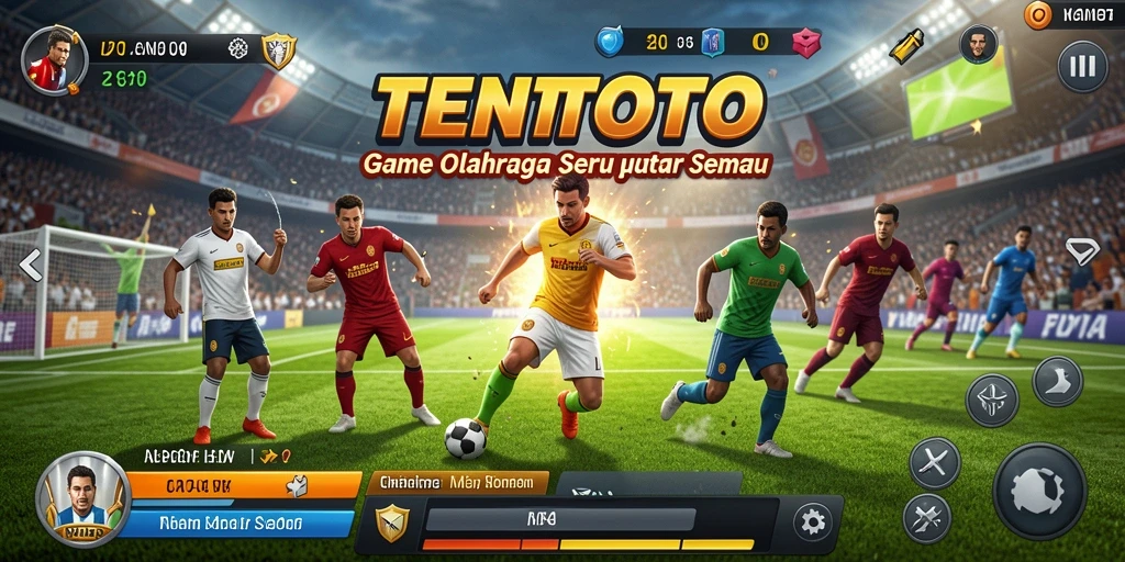 Screenshot TENTOTO menampilkan pertandingan olahraga yang seru dan penuh aksi.