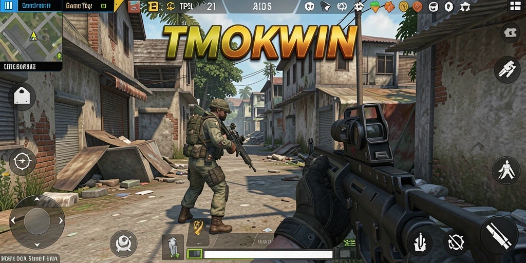 Screenshot gameplay TMOKWIN yang menampilkan aksi TPS yang mendebarkan.