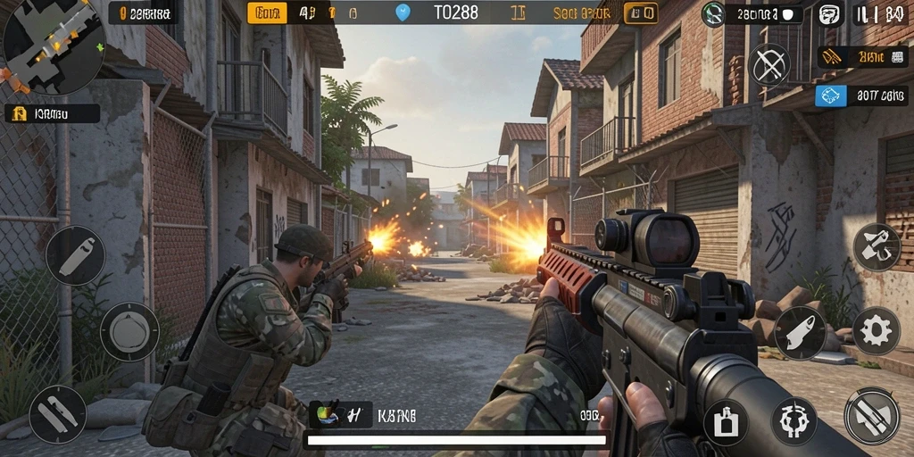 Screenshot menunjukkan aksi mendebarkan dalam gameplay TPS TO288.